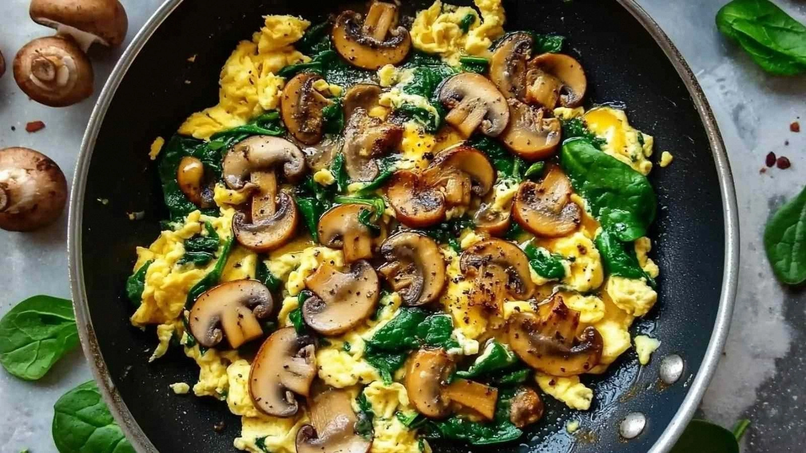 Mushroom Spinach Scrambled Egg