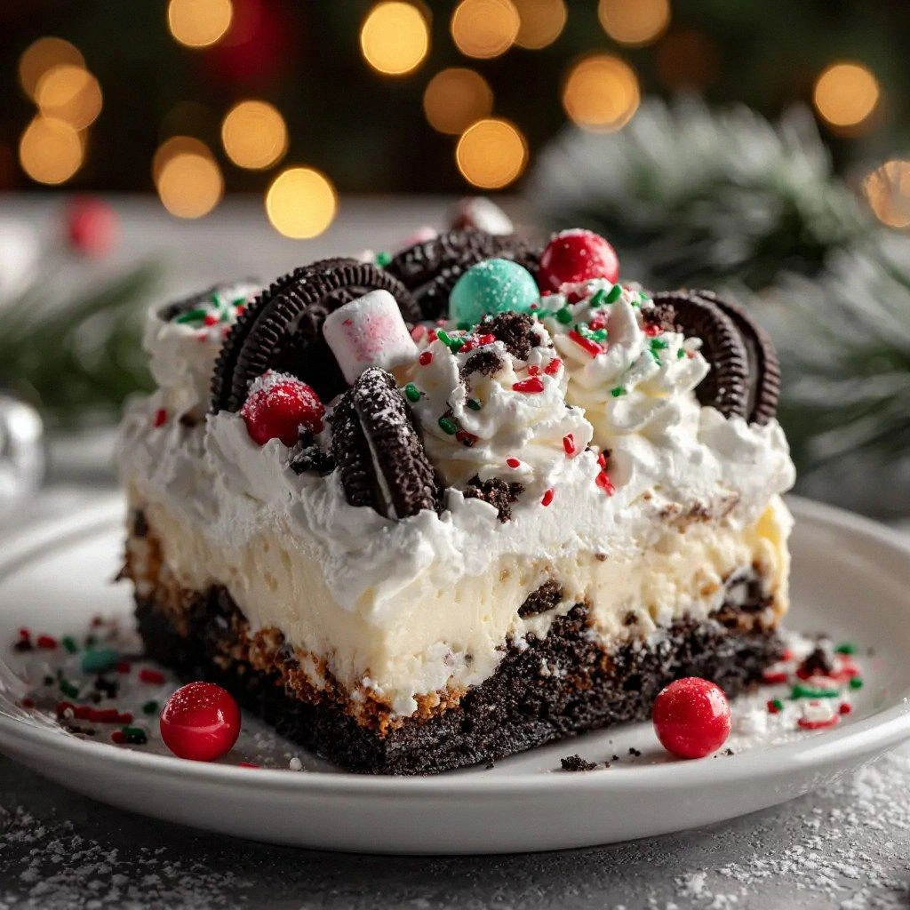 No-Bake Christmas Oreo Lasagna