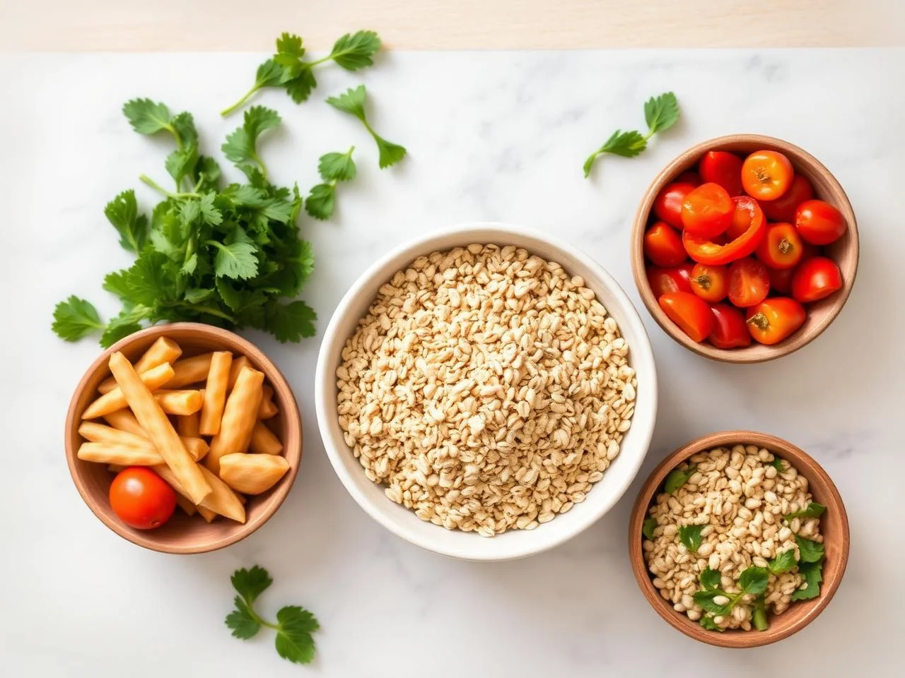 Ingredients for Oat Groats Salad