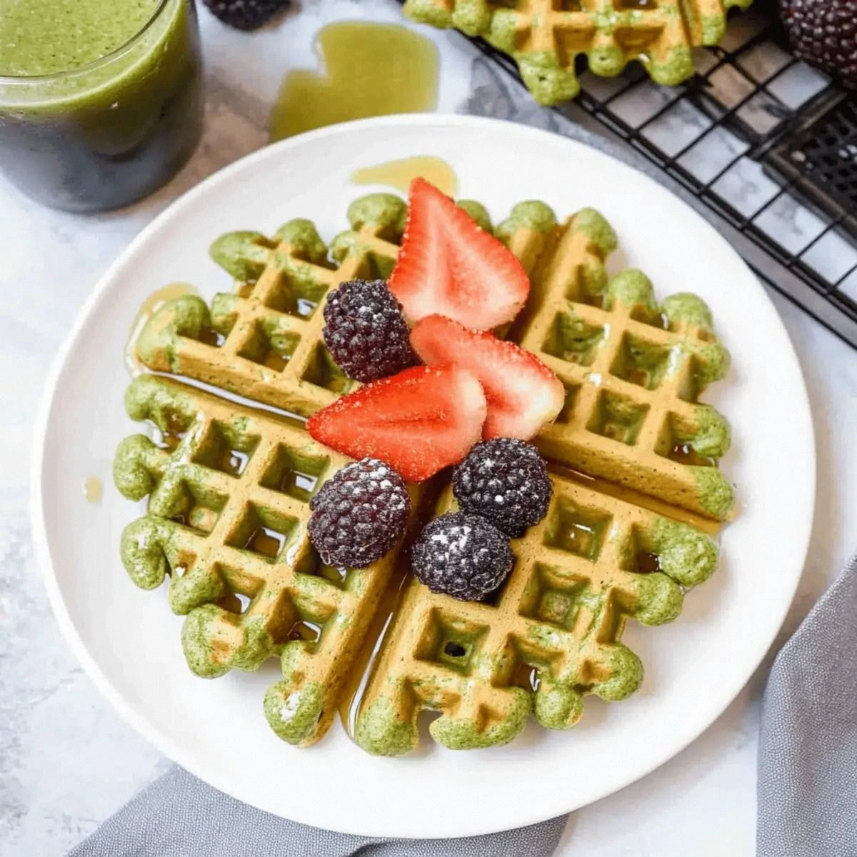 Oatmeal Green Smoothie Waffles