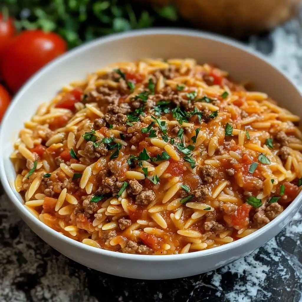 One-Pan Ground Beef Orzo with 