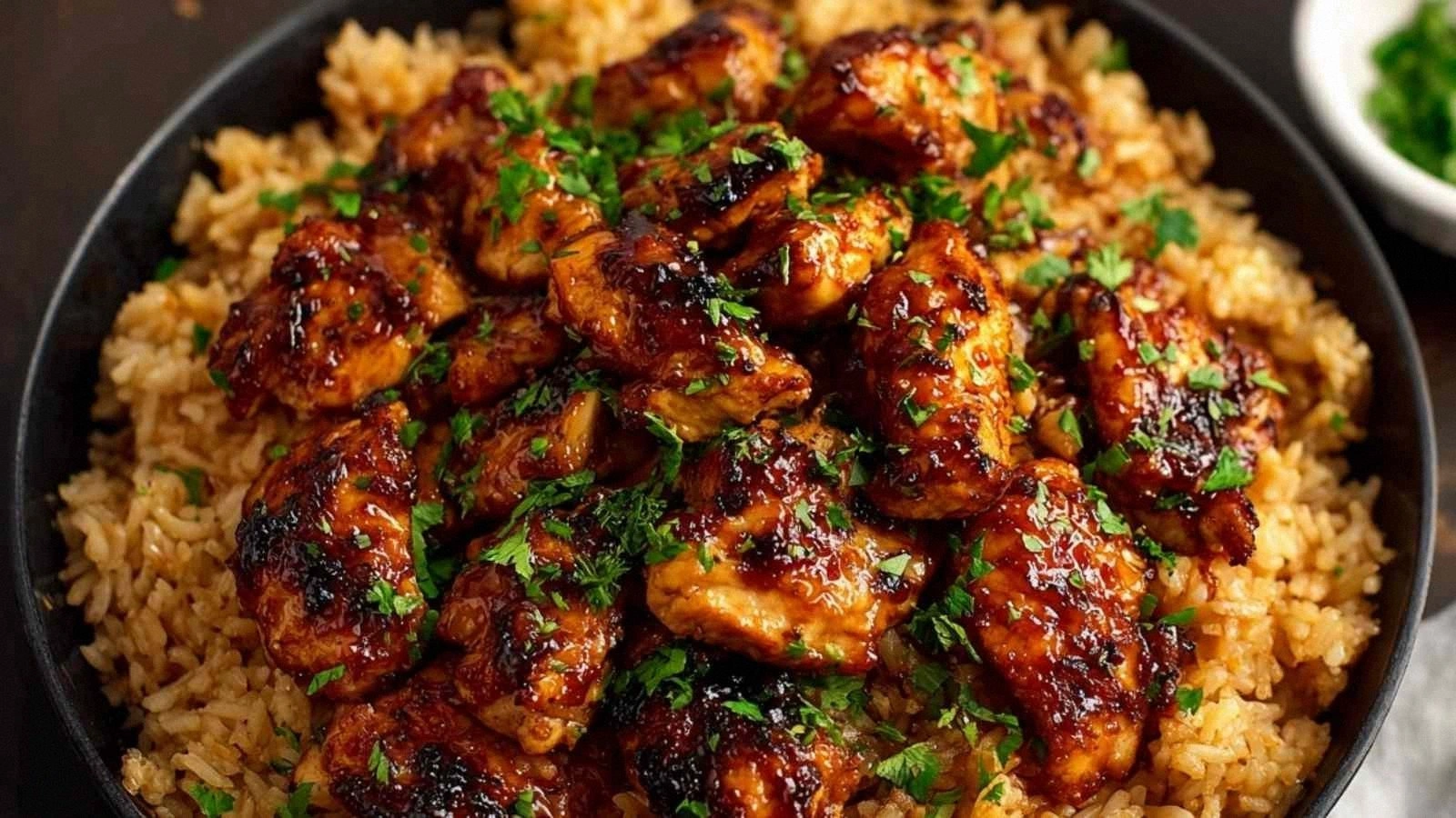 One Pan Honey BBQ Chicken Rice