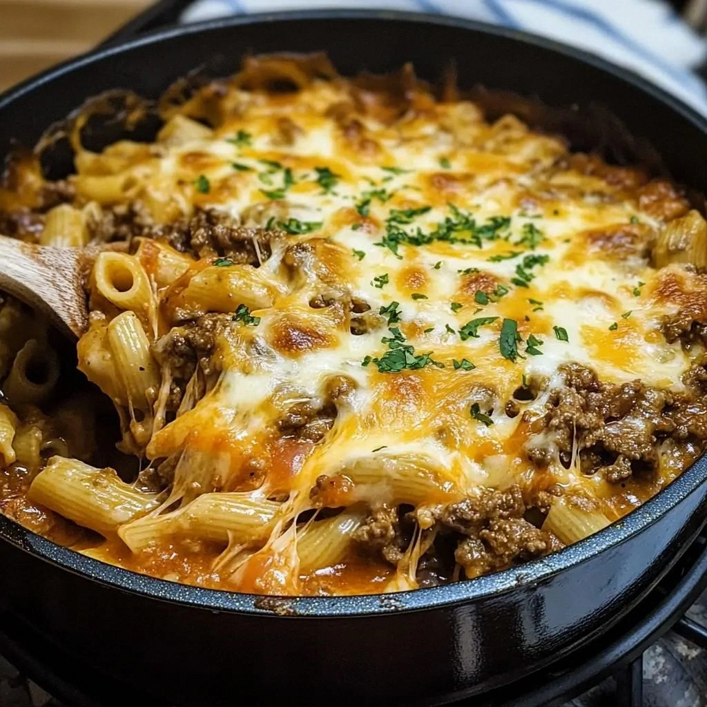 One-Pot Cheesy Beef Pasta Cass