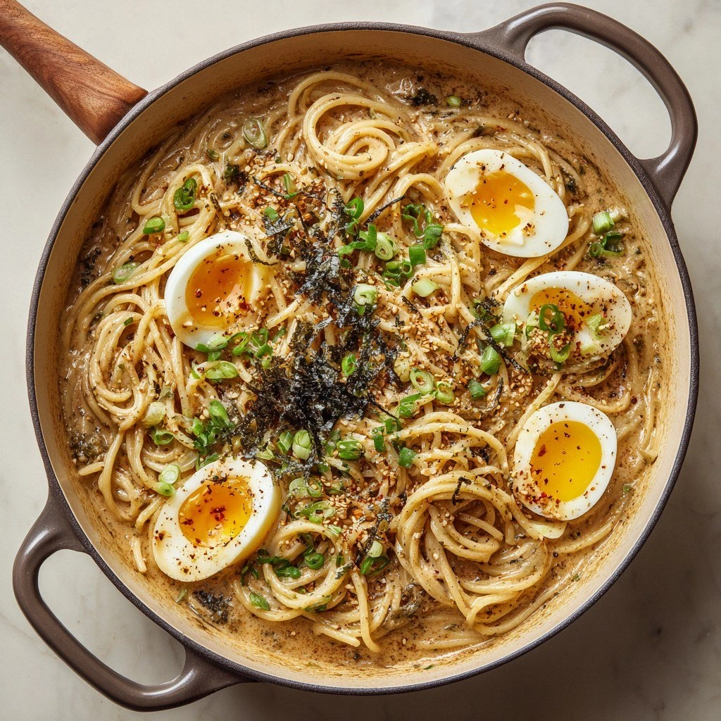One-Pot Miso Cream Ramen Spagh