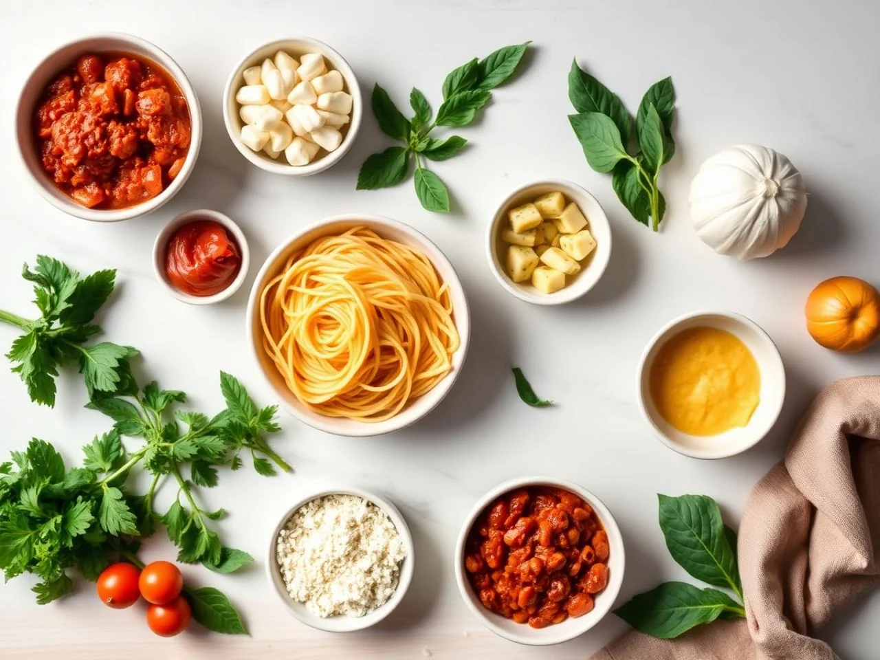 Ingredients for One Pot Pasta Bolognese