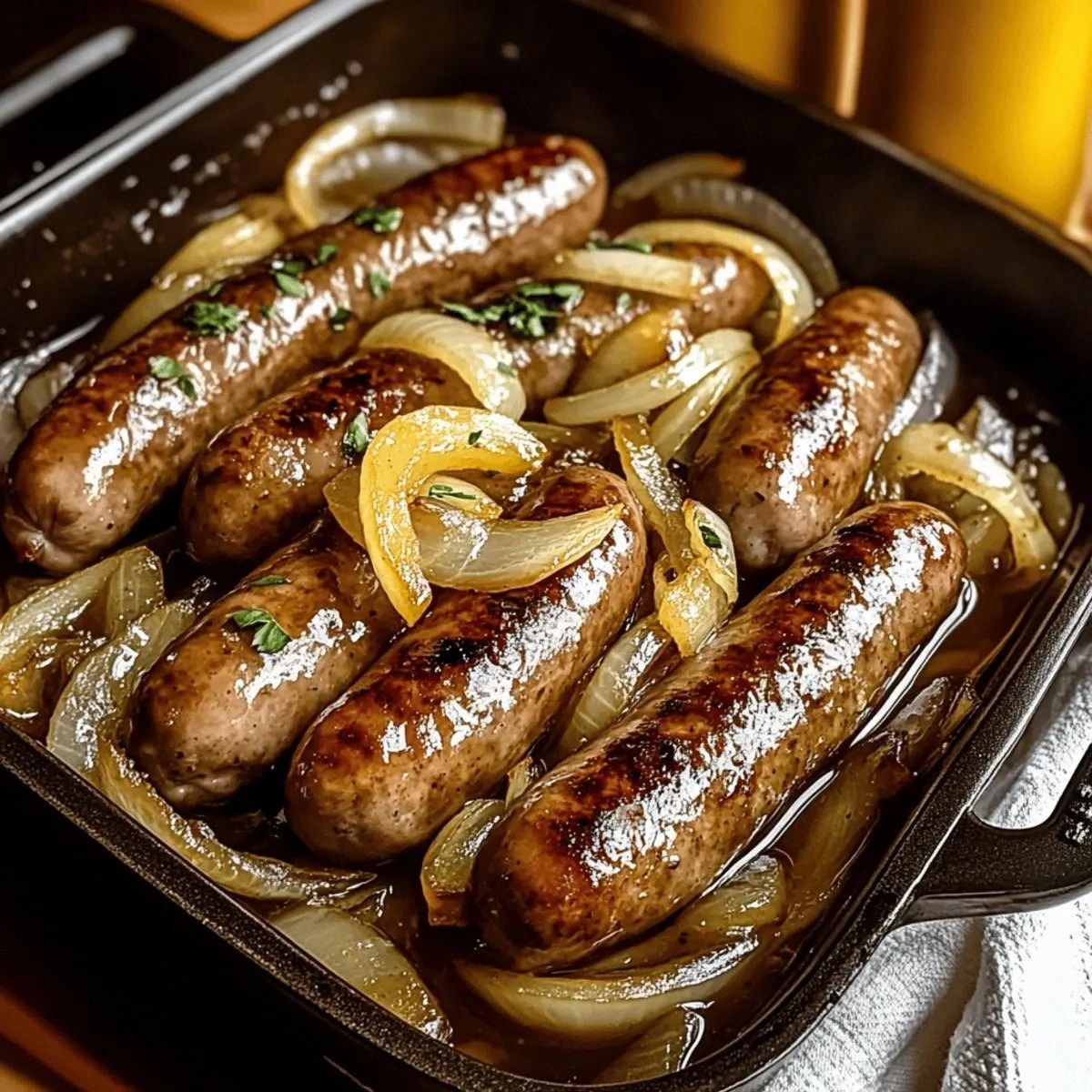 Oven-Braised Beer Brats with Apples & Onions for Cozy Nights