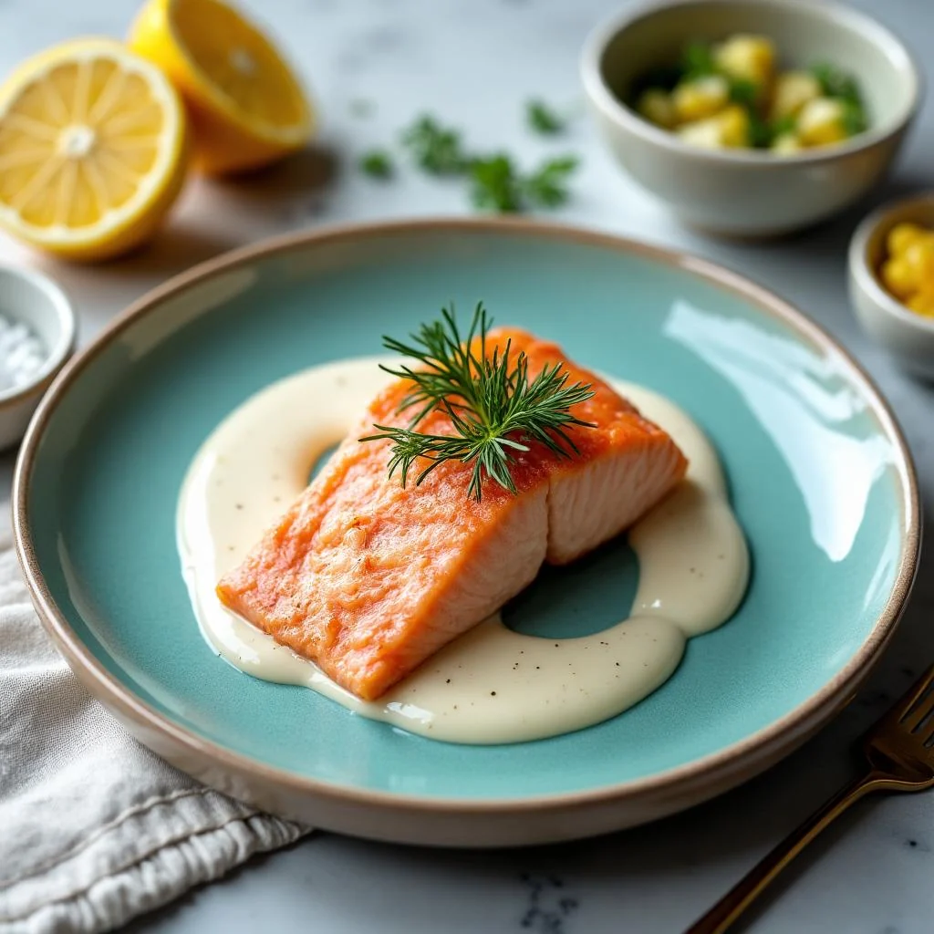Pan-Seared Salmon with Dill Cream Sauce