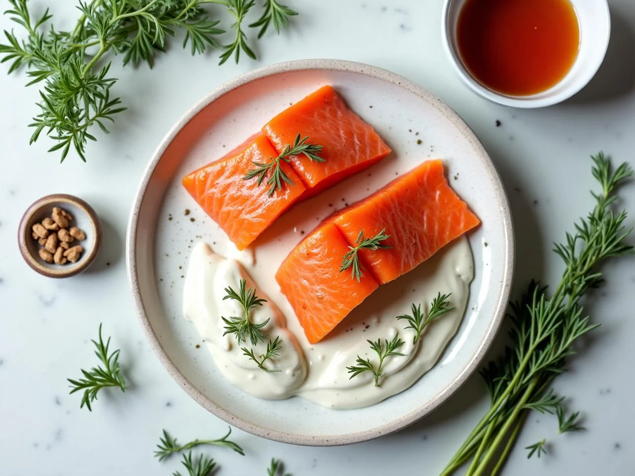 Ingredients for Pan-Seared Salmon with Dill Cream Sauce