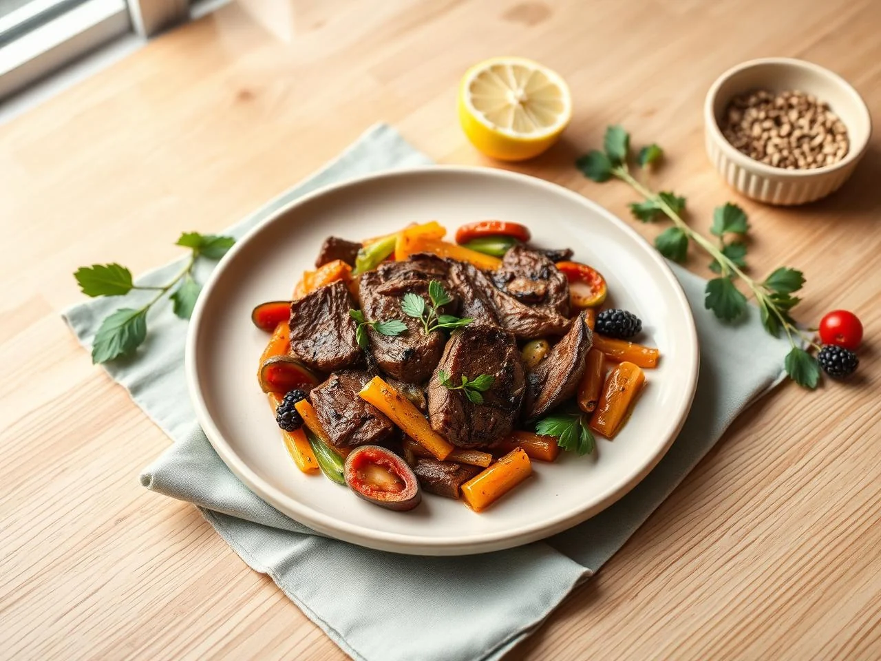 Pan Seared Steak With Vegetables