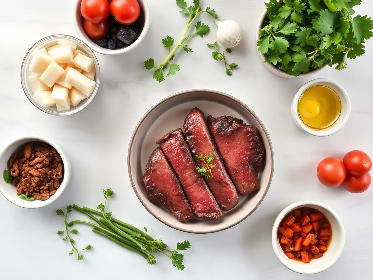 Ingredients for Pan Seared Steak With Vegetables