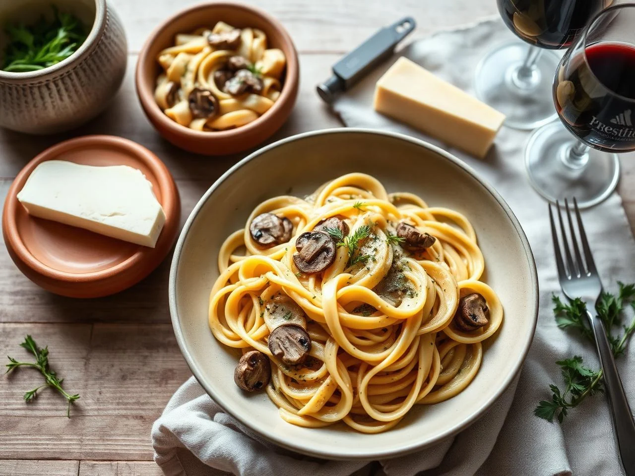 Pappardelle With Creamy Mushroom Sauce