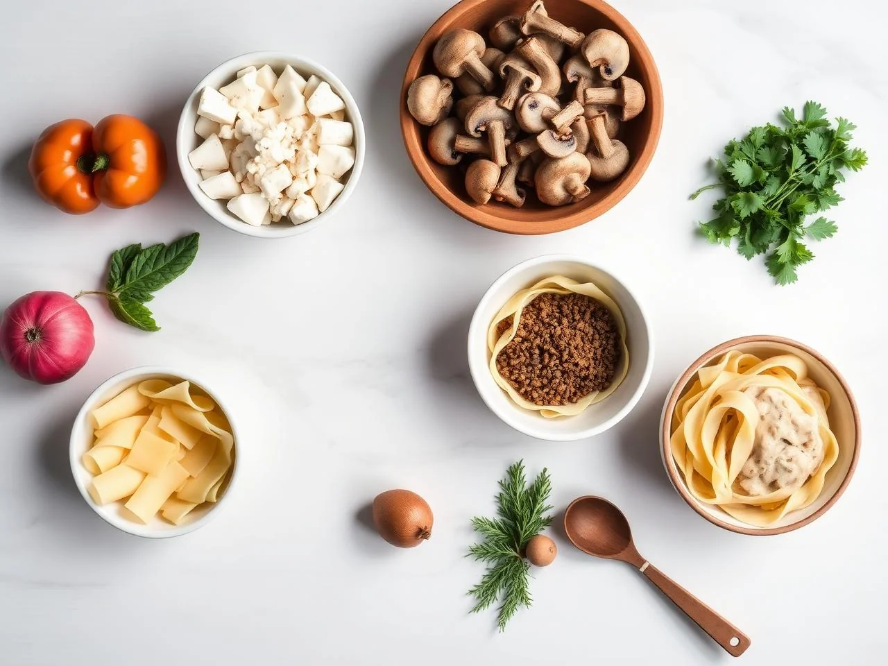 Ingredients for Pappardelle With Creamy Mushroom Sauce