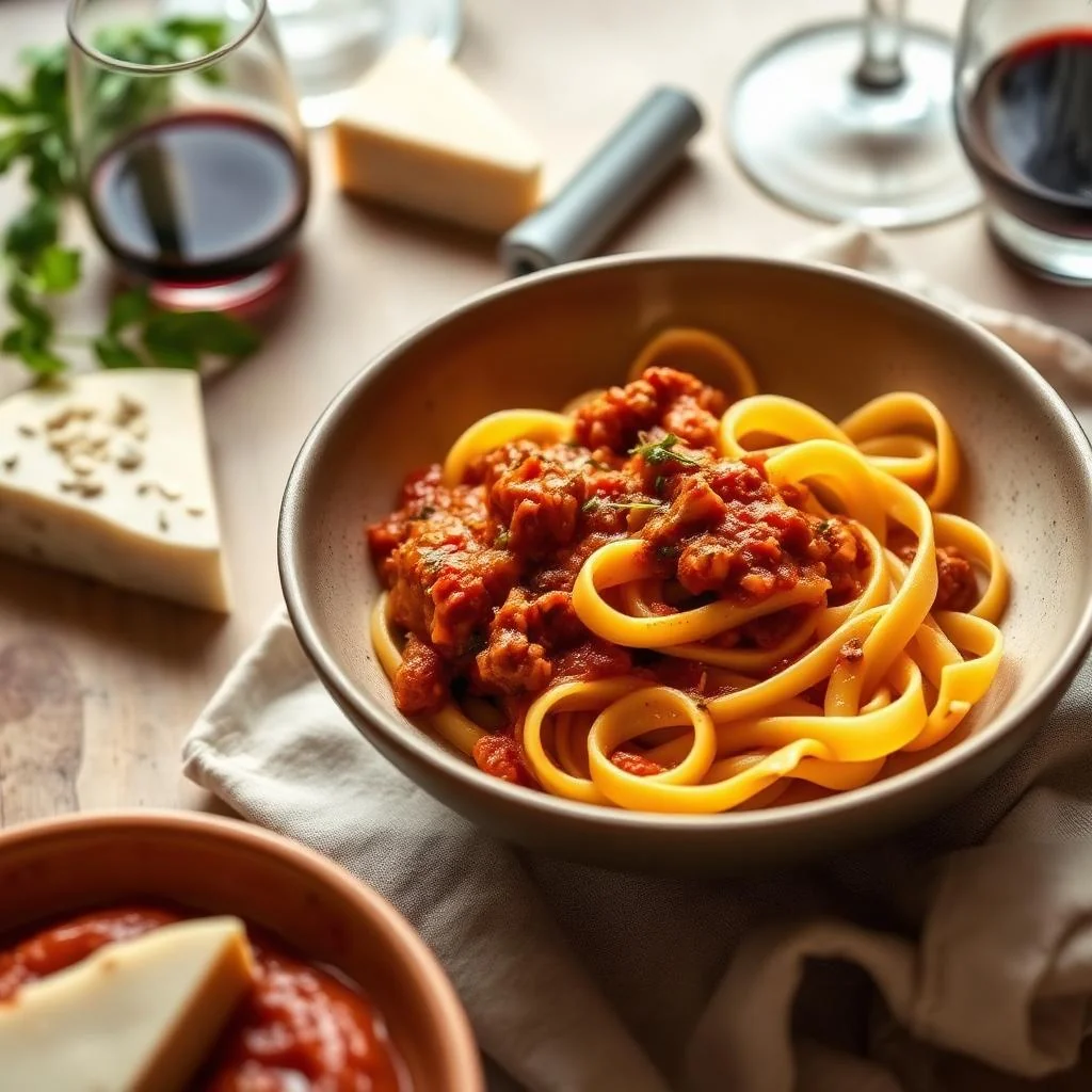Pappardelle With Tomato And Meat Sauce