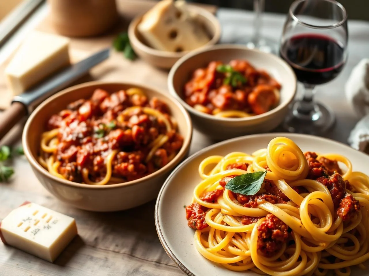 Pappardelle With Tomato And Meat Sauce