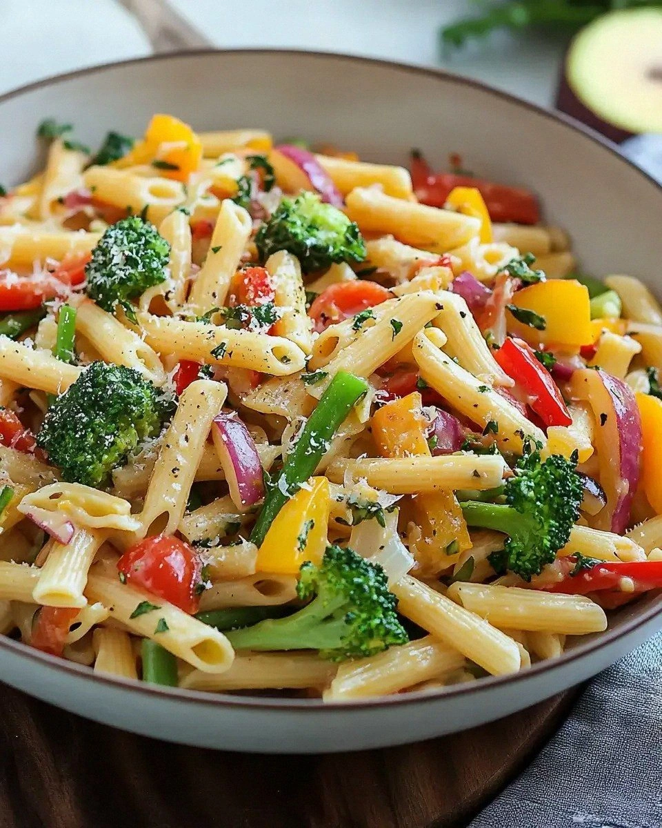 Pasta Primavera is a vibrant dish full of flavor.