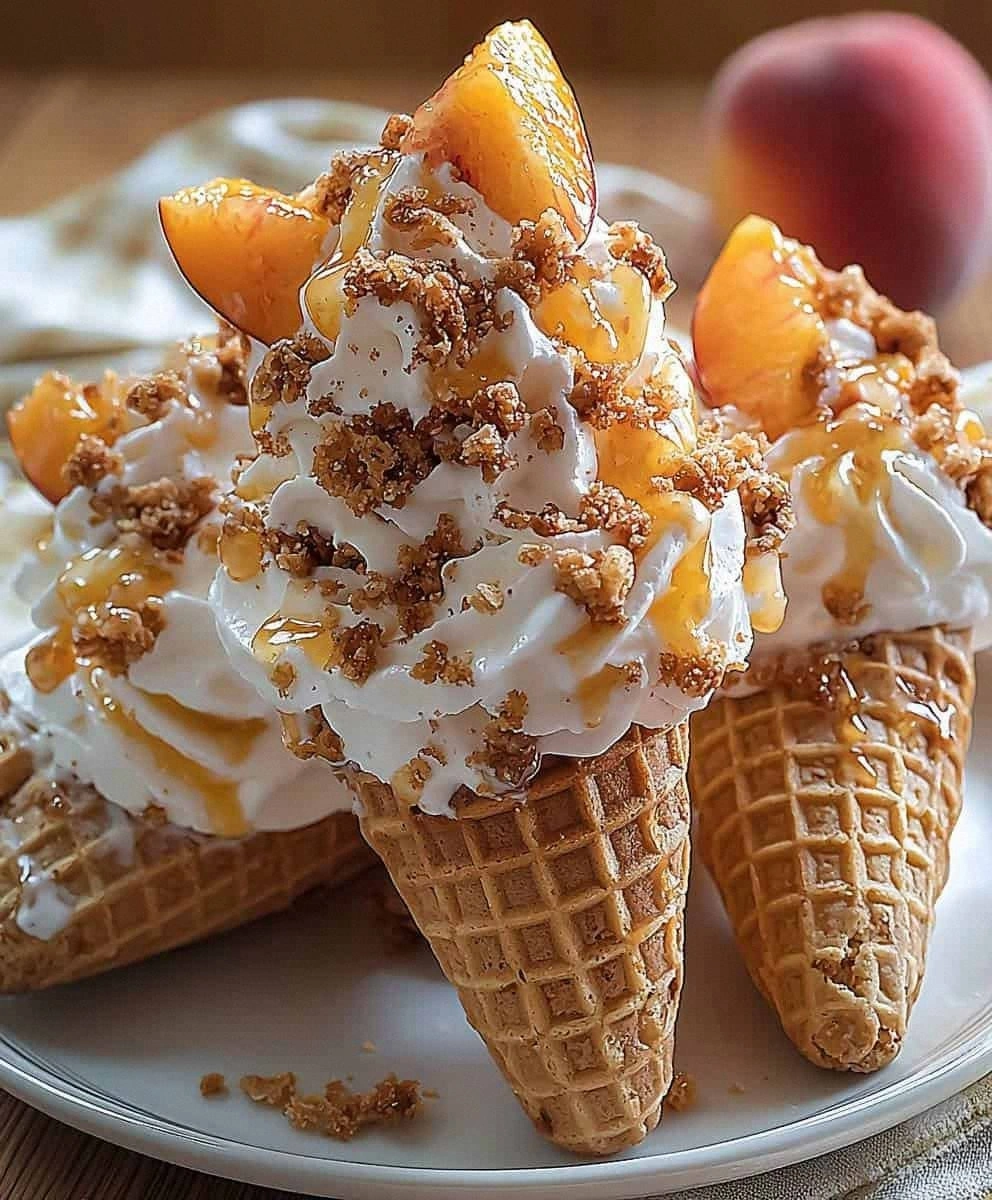 Peach Cobbler Cheesecake Cones: A Delicious Dessert Recipe