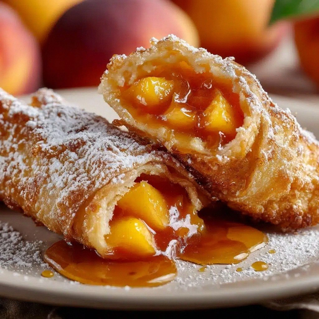 Peach Cobbler Egg Rolls Recipe