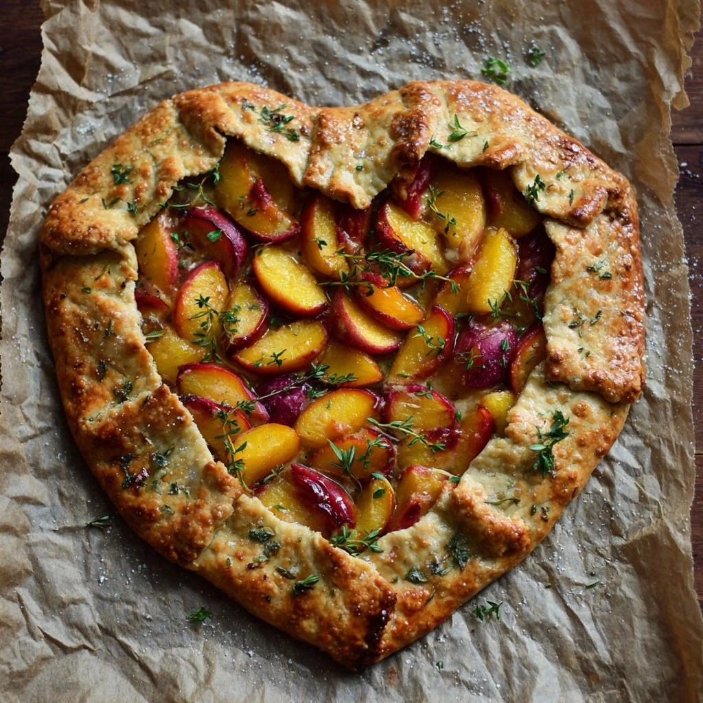 Peach & Thyme Heart Galette : 