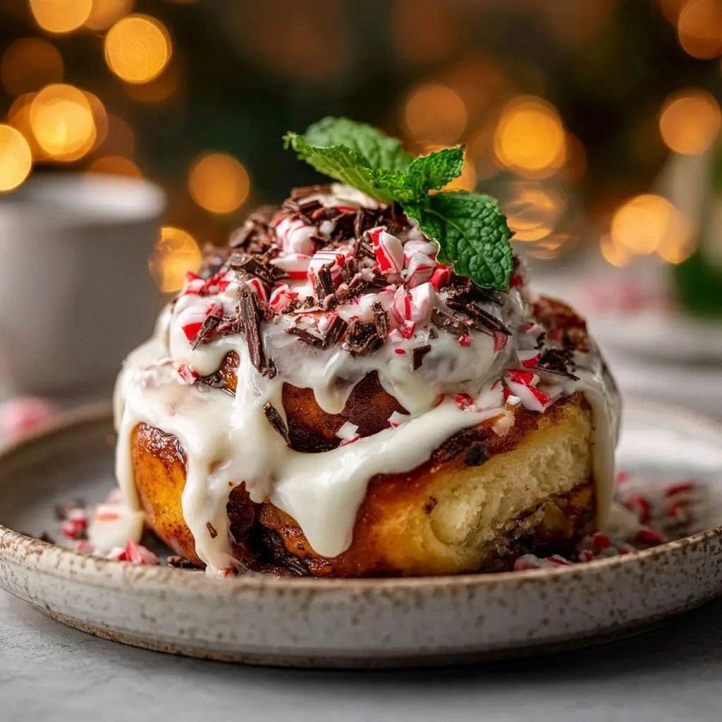 Peppermint Bark Cinnamon Rolls