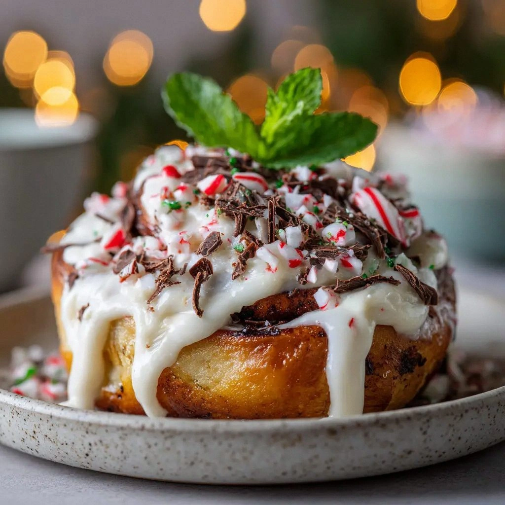 Peppermint Bark Cinnamon Rolls