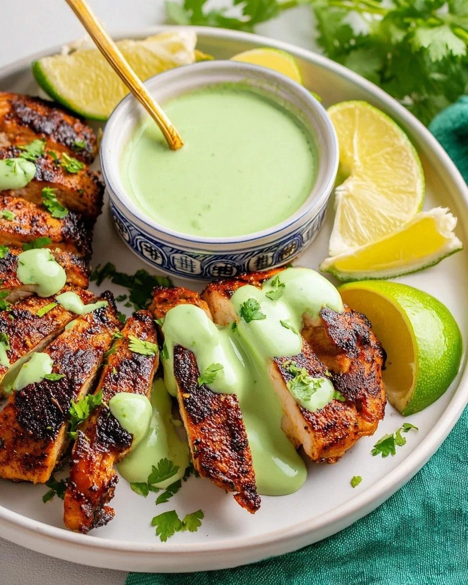 Peruvian Grilled Chicken with Creamy Green Sauce
