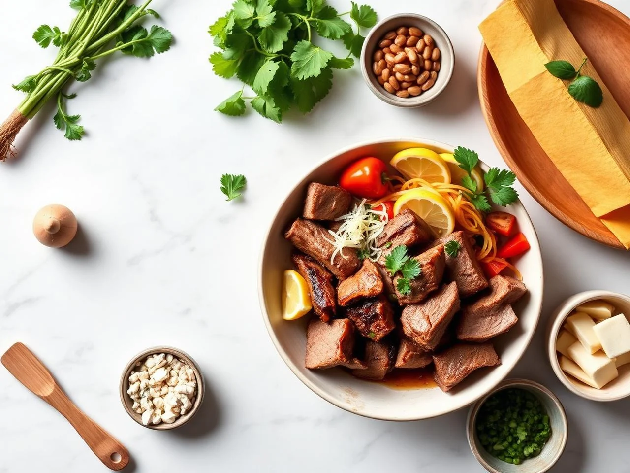 Ingredients for Peruvian Lomo Saltado Bowl