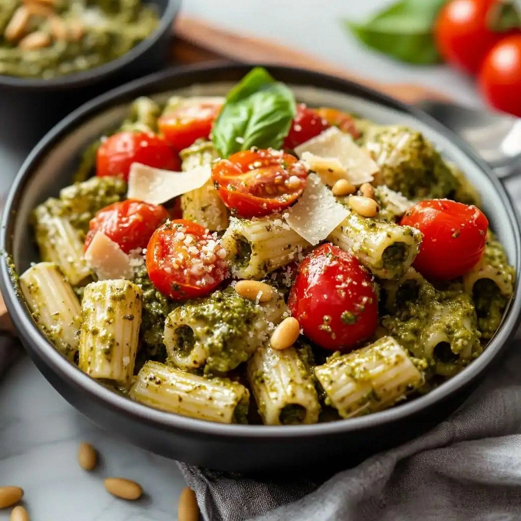 Pesto Pasta with Roasted Tomat
