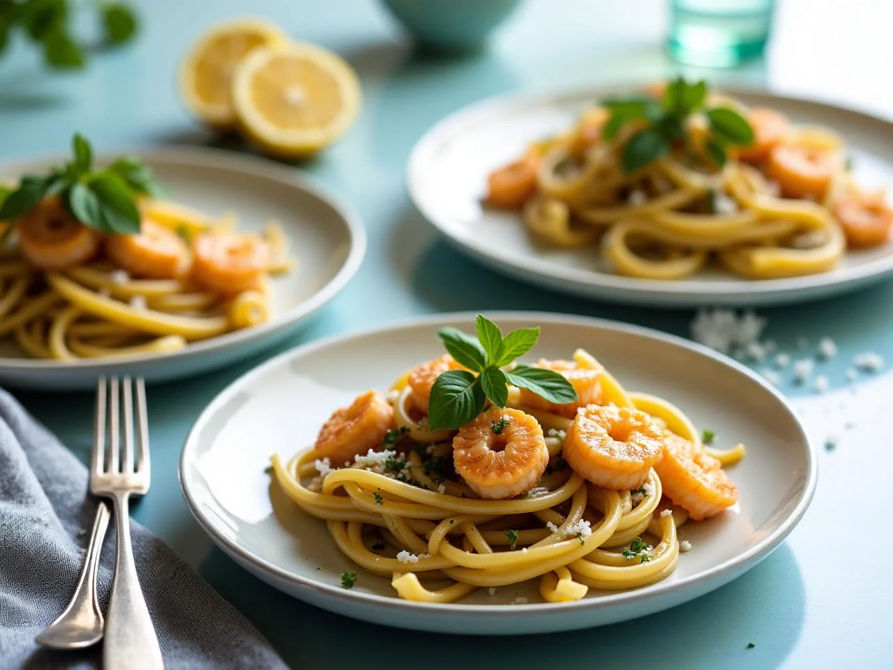 Pesto Shrimp Linguine