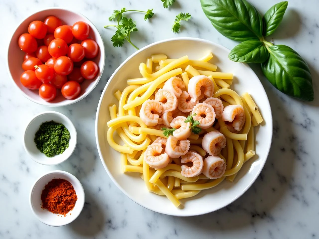 Ingredients for Pesto Shrimp Linguine