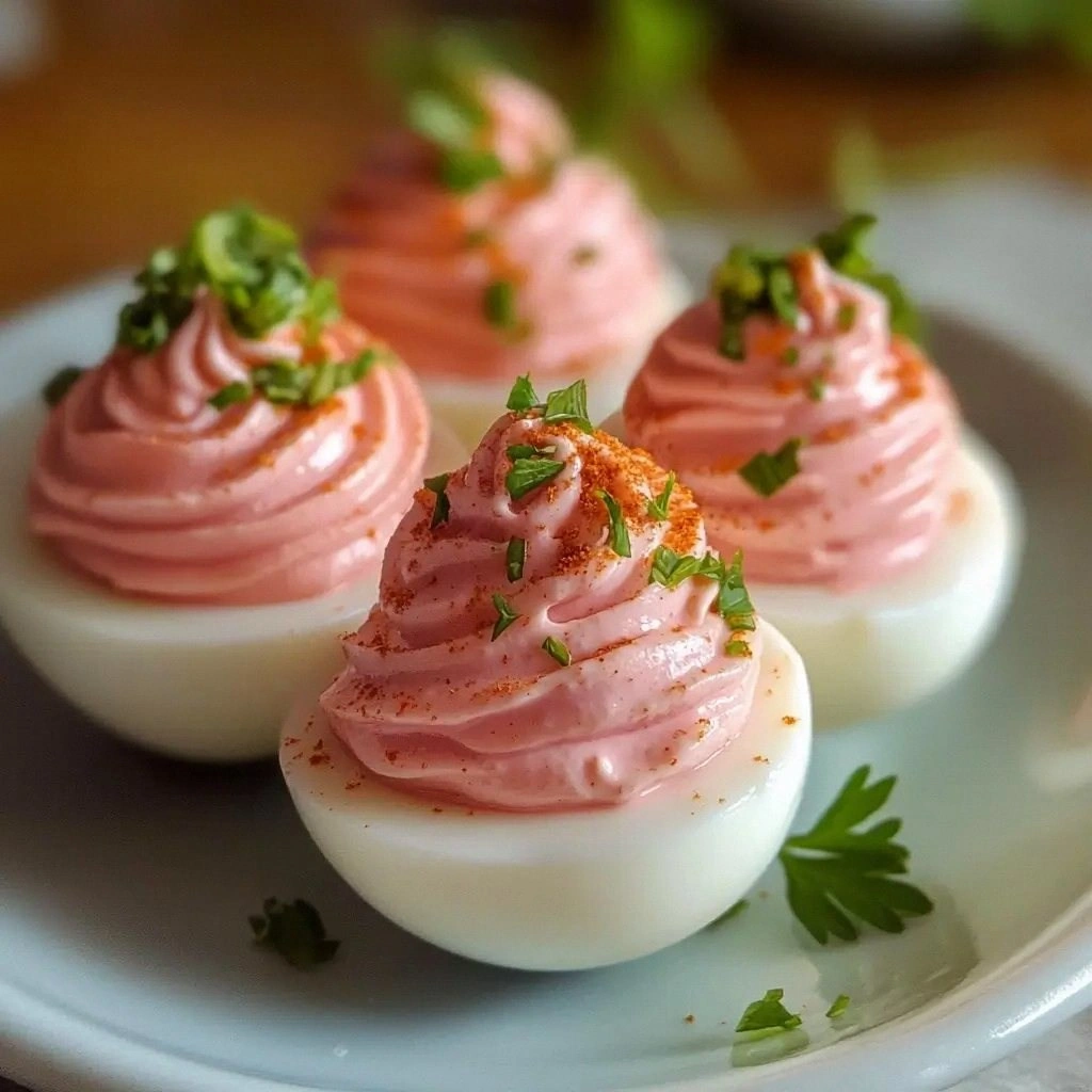 Pink Deviled Eggs Recipe