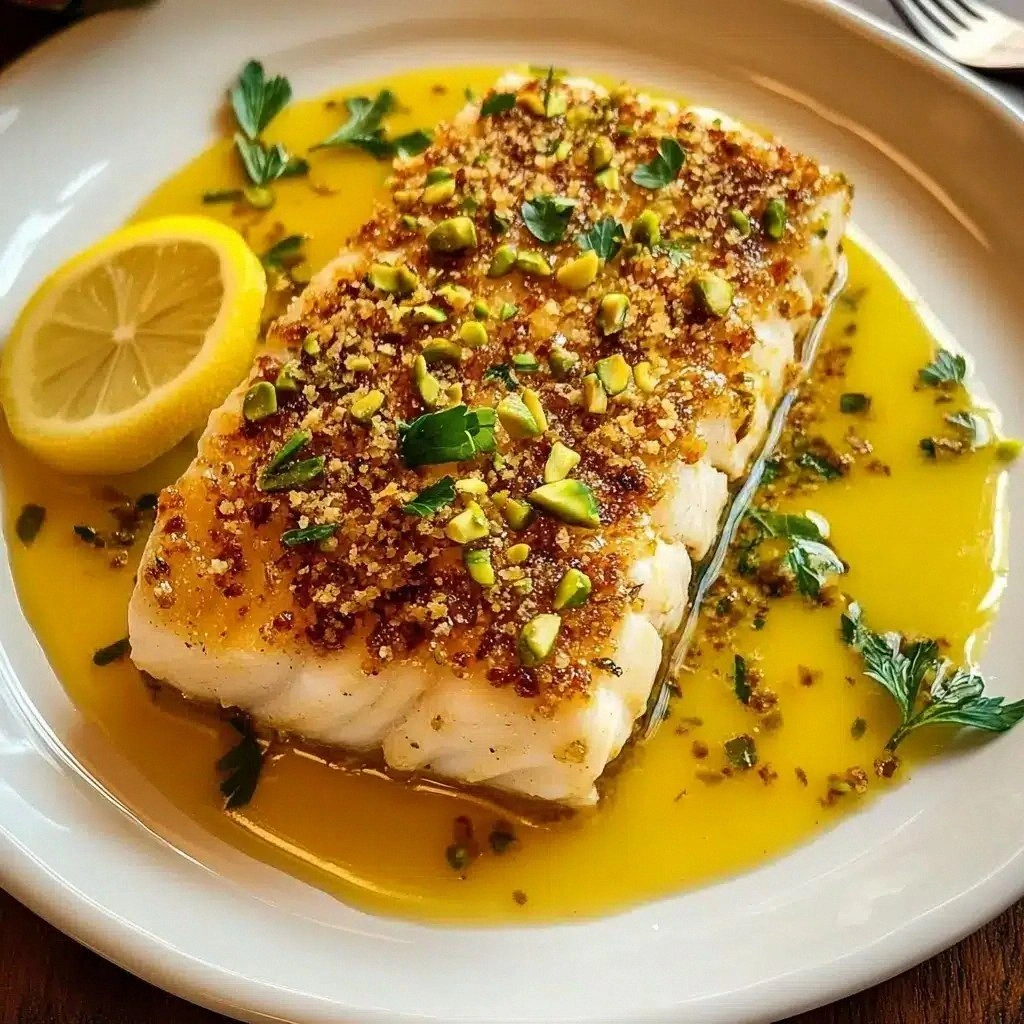 Pistachio-Crusted Cod with Lem