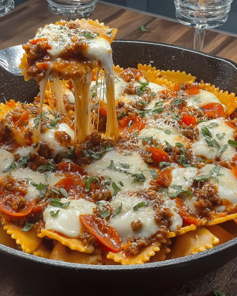 Pizza Lasagna Skillet Bake