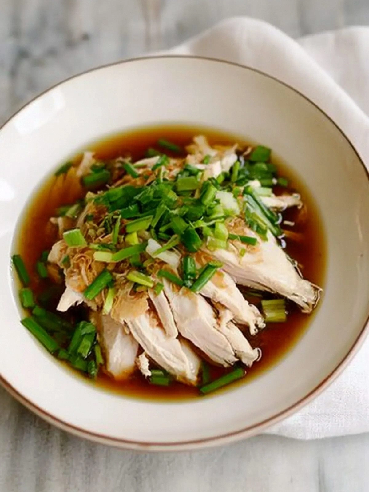 Poached Chicken with Ginger Sc