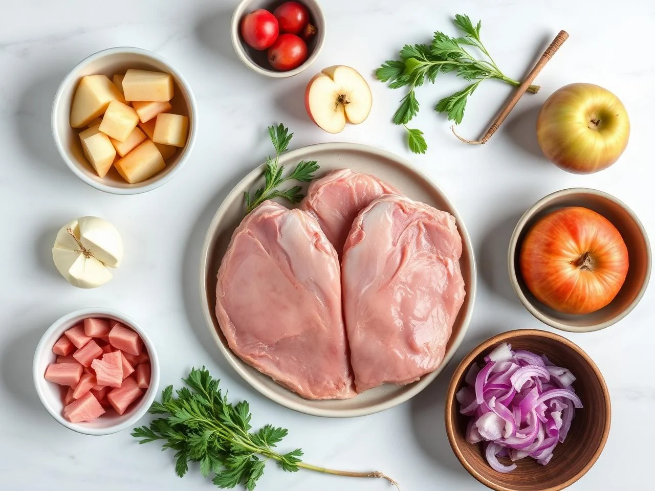 Ingredients for Pork Chops With Apple And Onions