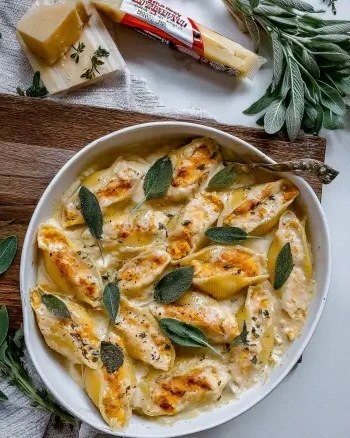 Pumpkin and Gouda Stuffed Shells with Brown Butter Sage Alfredo: The Perfect Fall Recipe to Delight Your Taste Buds!