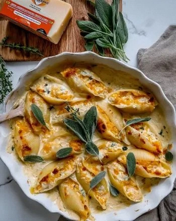 Pumpkin and Gouda Stuffed Shells with Brown Butter Sage Alfredo: The Perfect Fall Recipe to Delight Your Taste Buds!