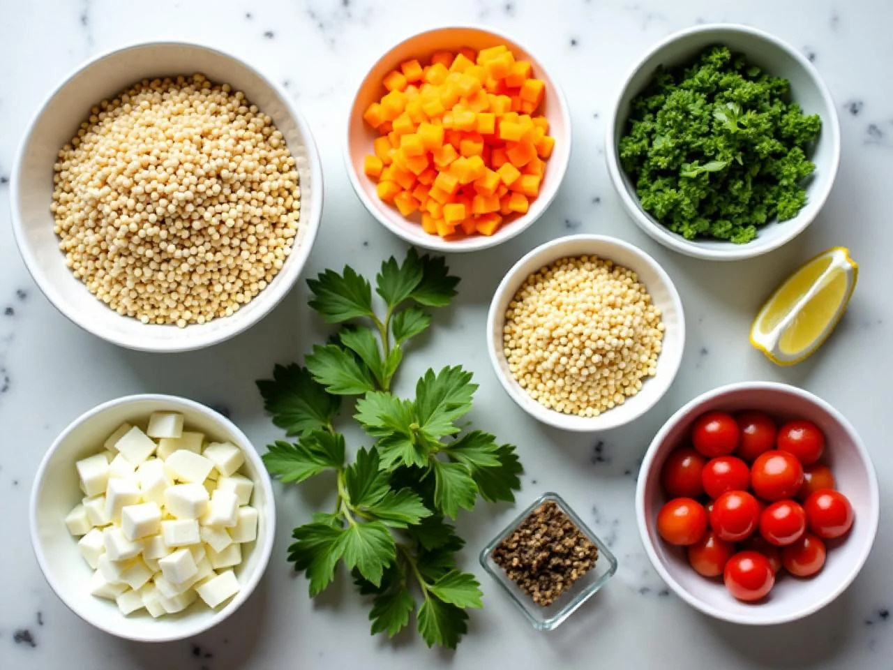 Ingredients for Quinoa Tabbouleh