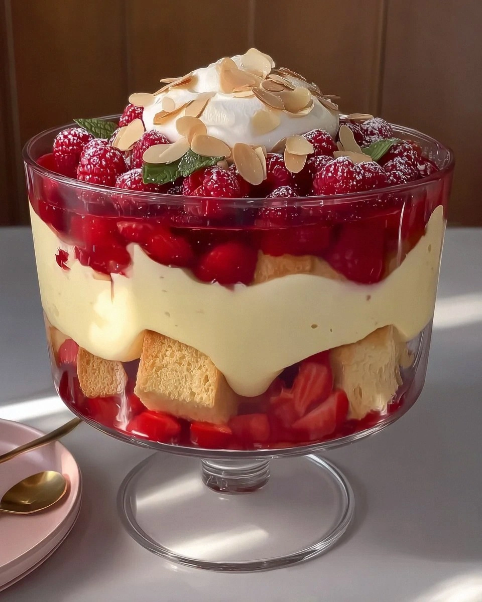 Raspberry and almond trifle
