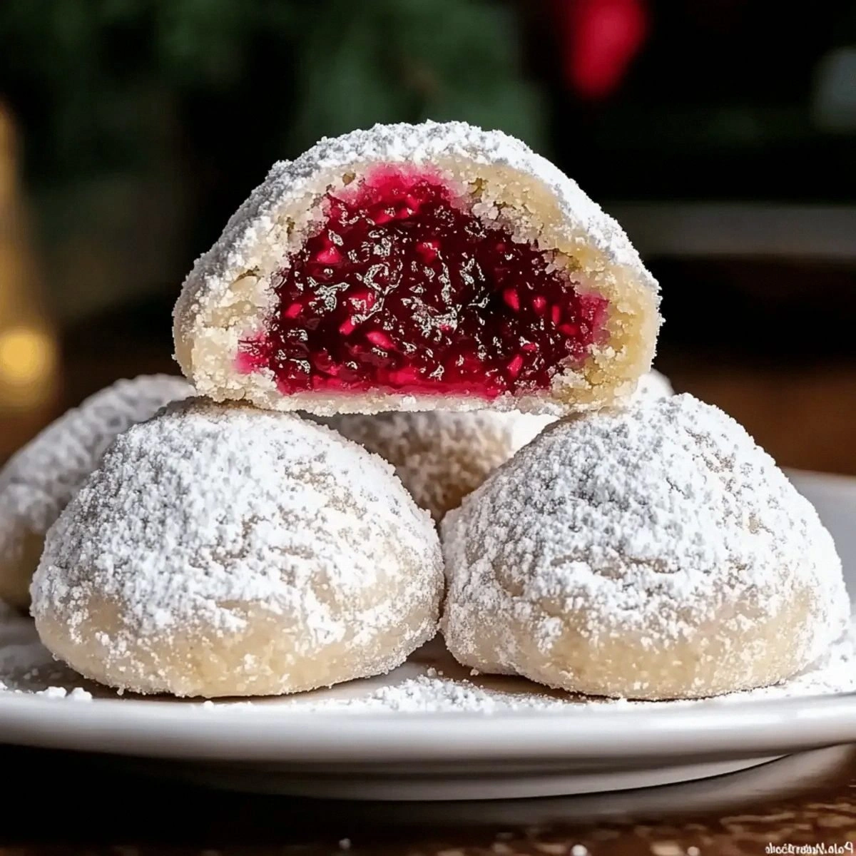 Raspberry Filled Almond Snowball Cookies for Sweet Moments