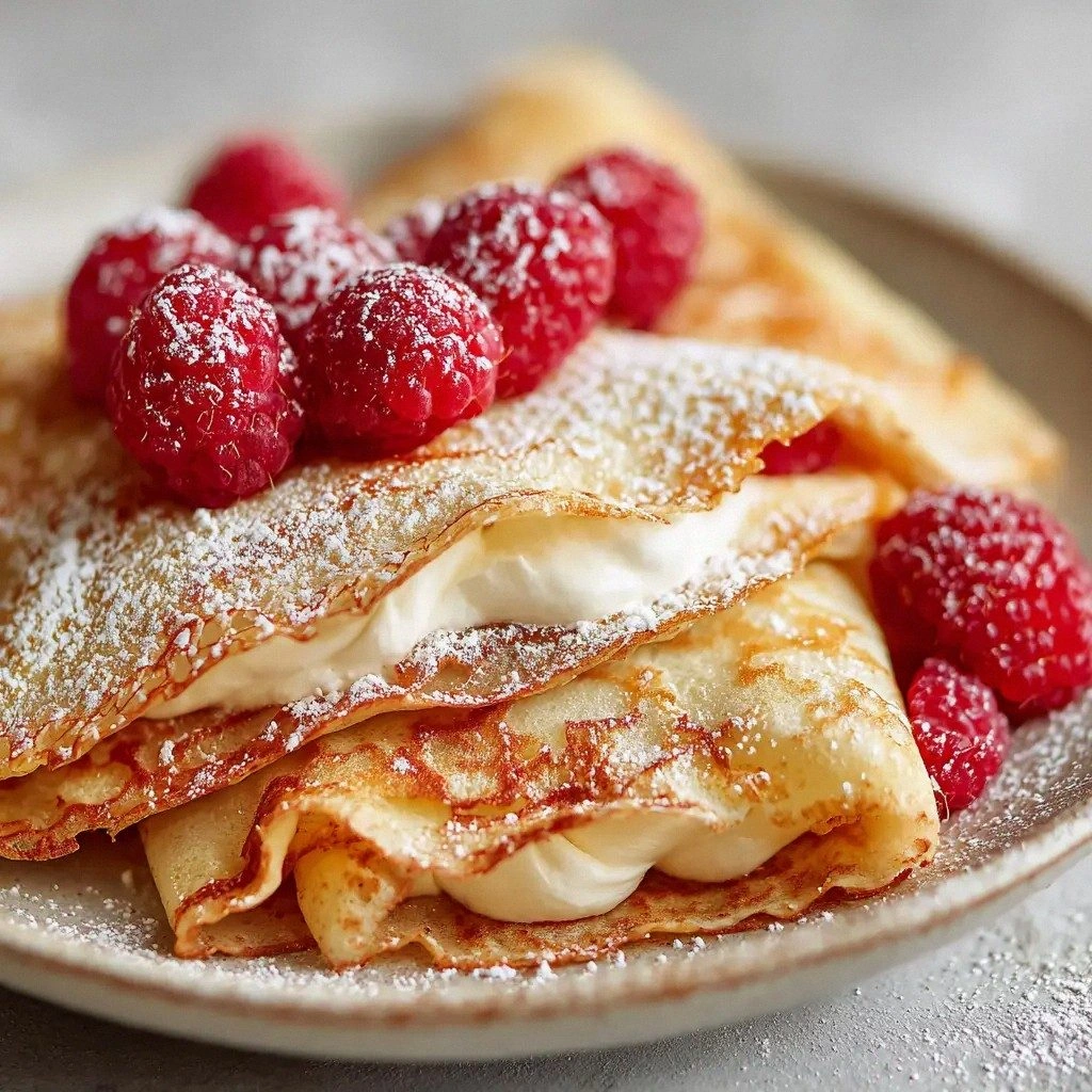 Raspberry Vanilla Cream Crepes