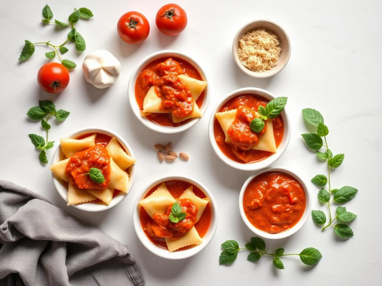 Ingredients for Ravioli With Creamy Tomato Sauce