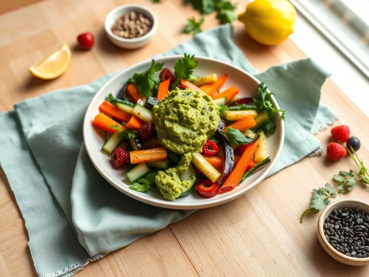 Raw Veggies With Guacamole