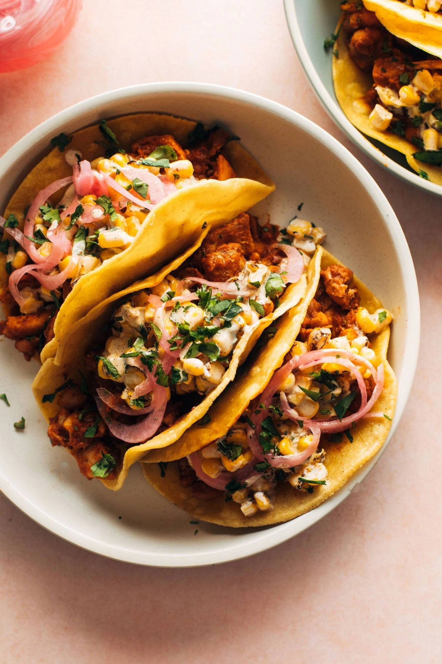 Red Chile Chicken Tacos with C