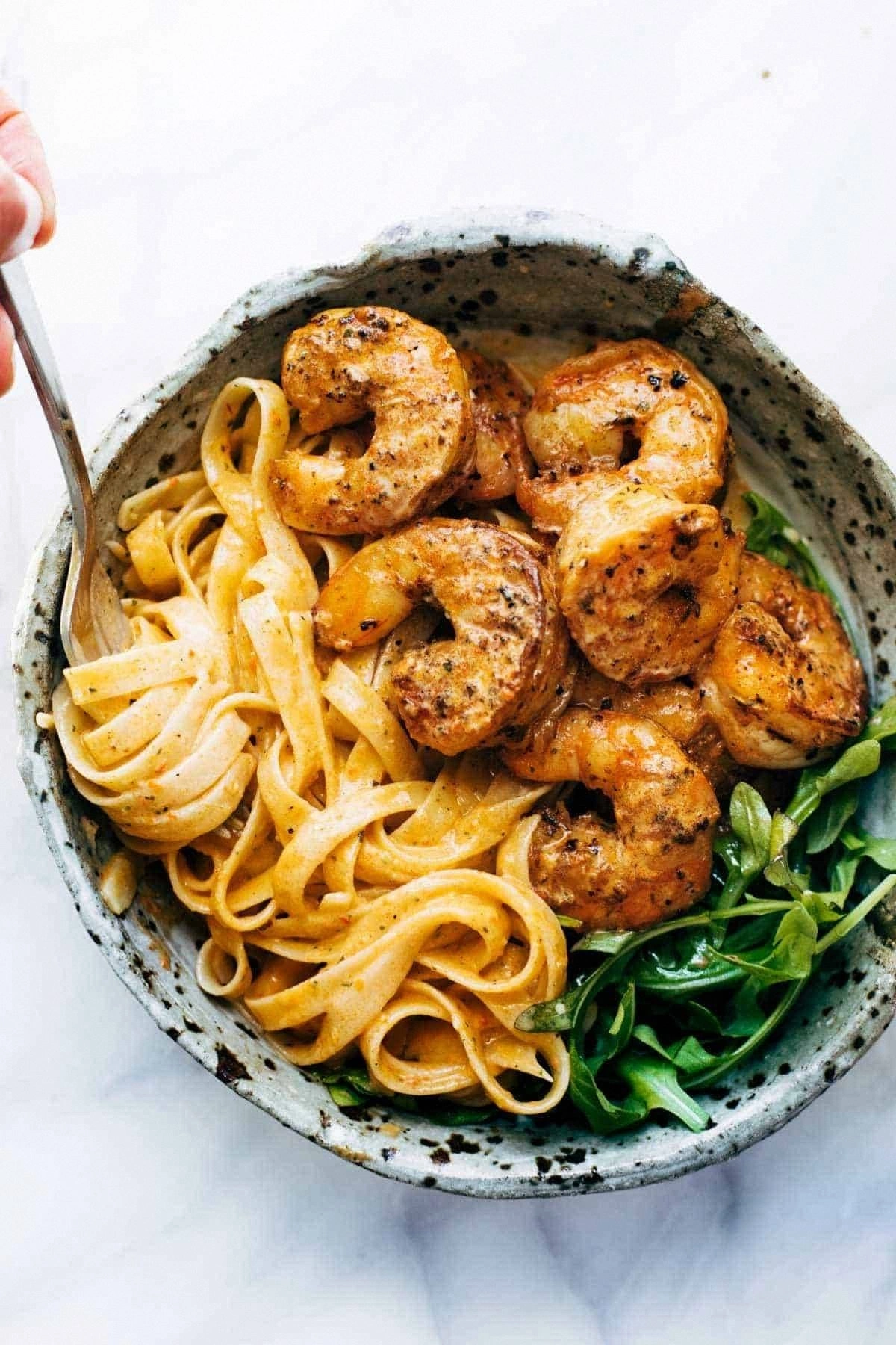 Red Pepper Fettuccine with Shr