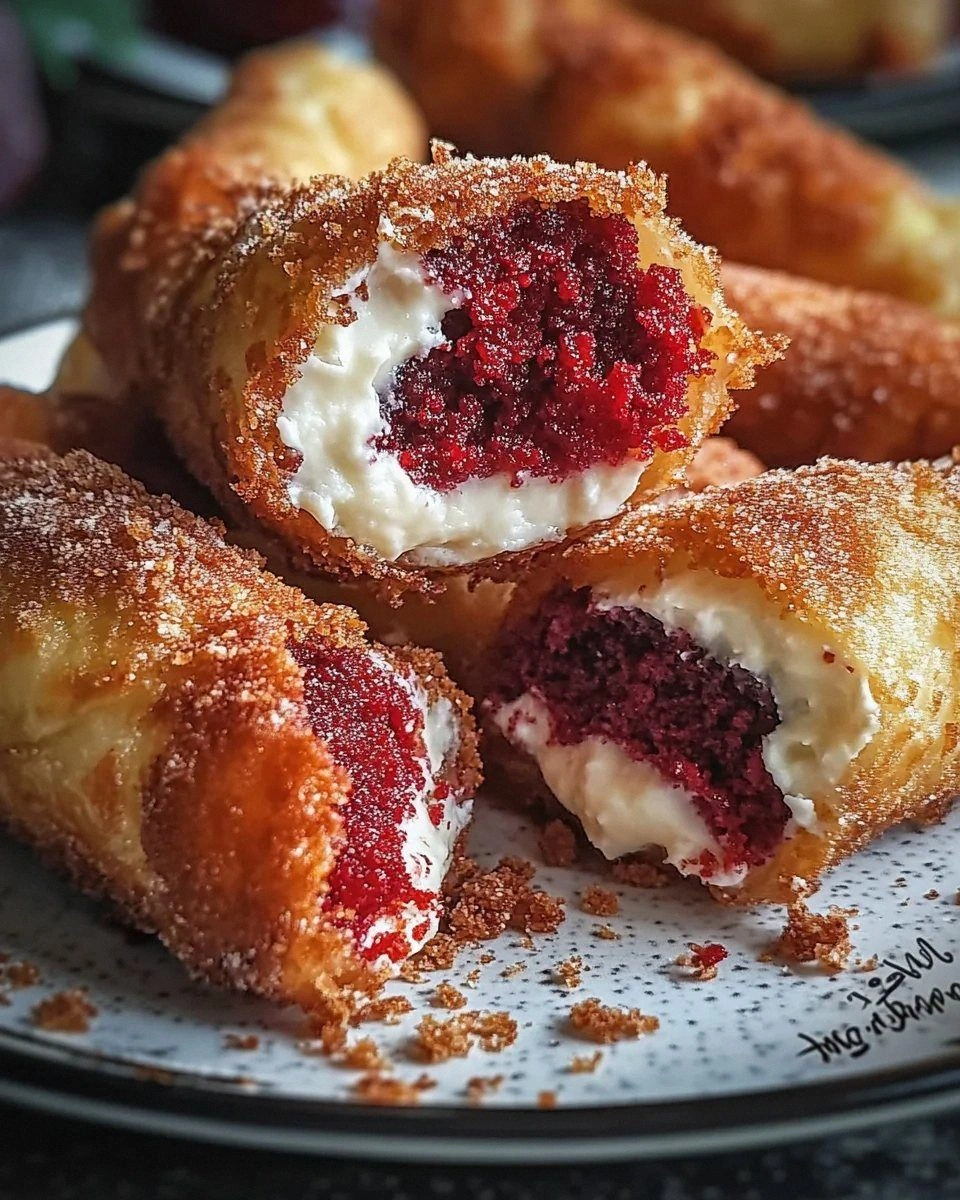 Red Velvet Cheesecake Egg Rolls