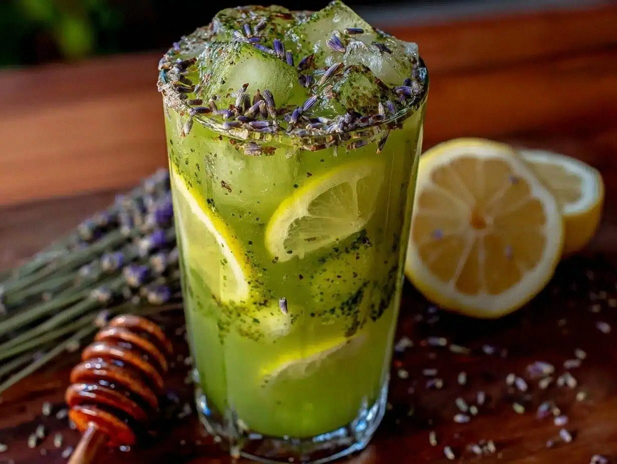 Refreshing Honey Lavender Matcha Lemonade Recipe Easy Perfect Summer Drink Over Ice