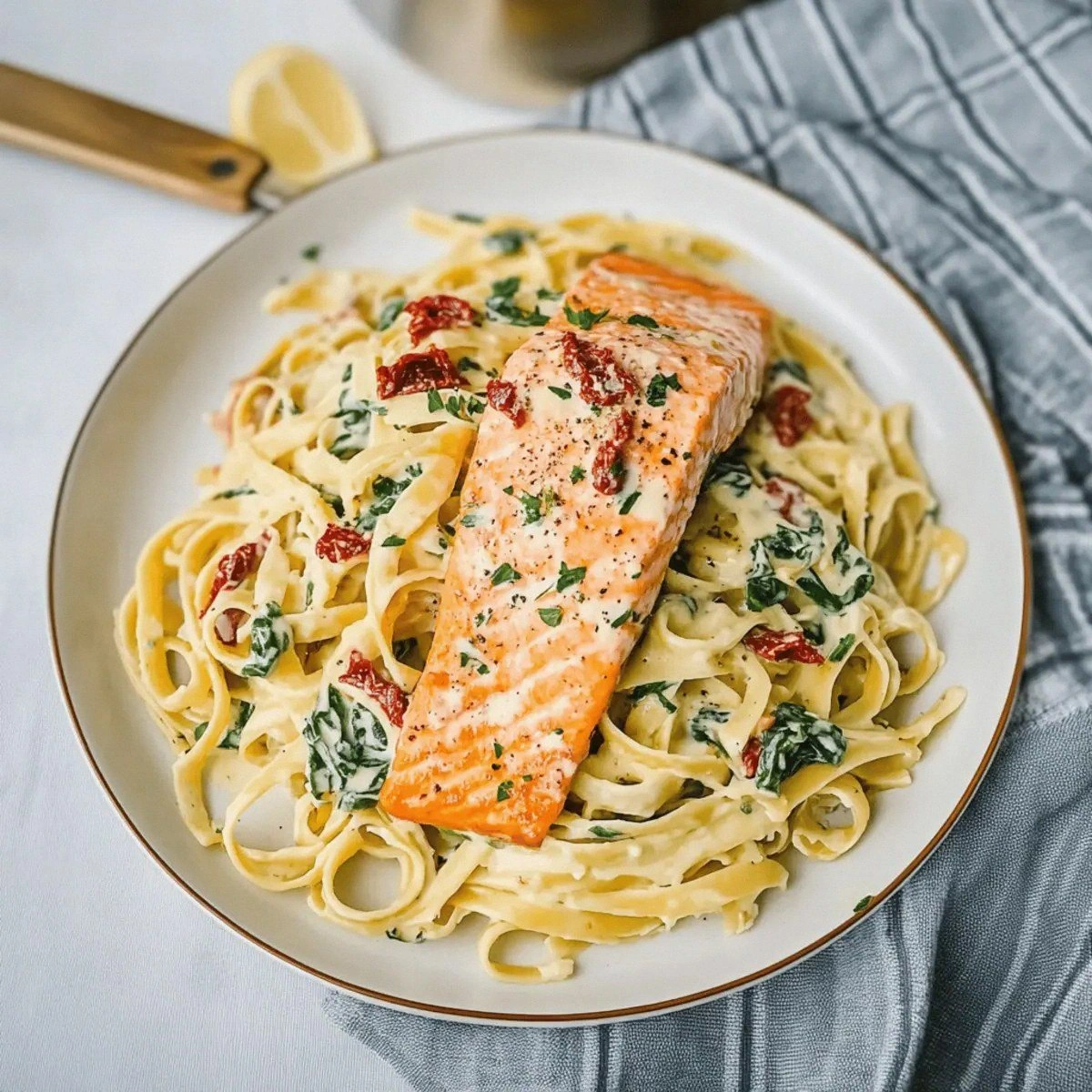 Rich Tuscan Salmon Fettuccine Alfredo for Cozy Weeknight Dinners