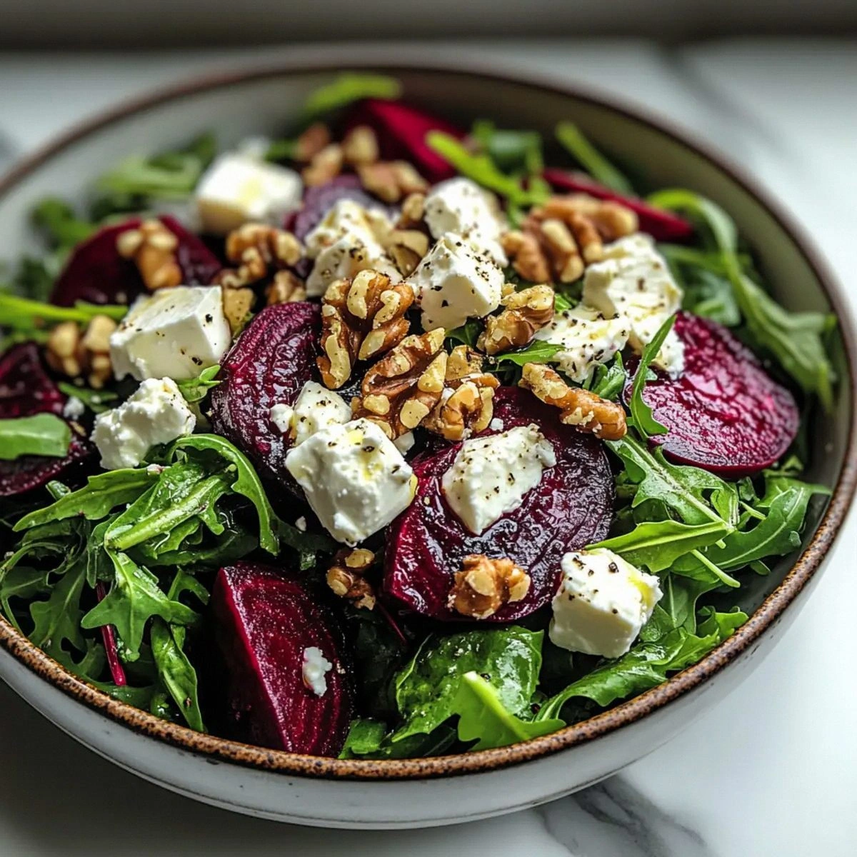 Roasted Beet & Arugula Salad with Feta and Walnuts Bliss