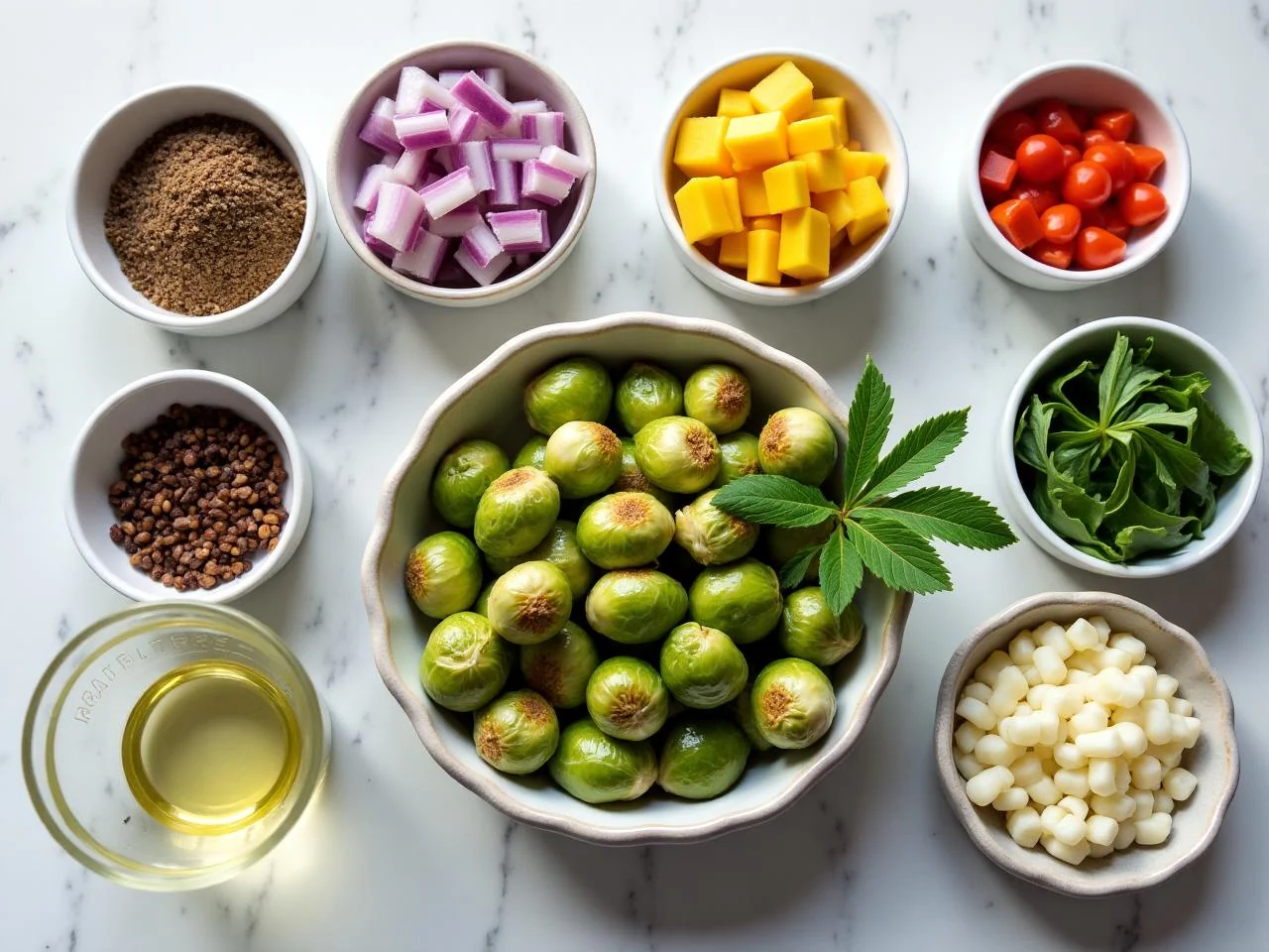 Ingredients for Roasted Brussels Sprouts with Balsamic Glaze