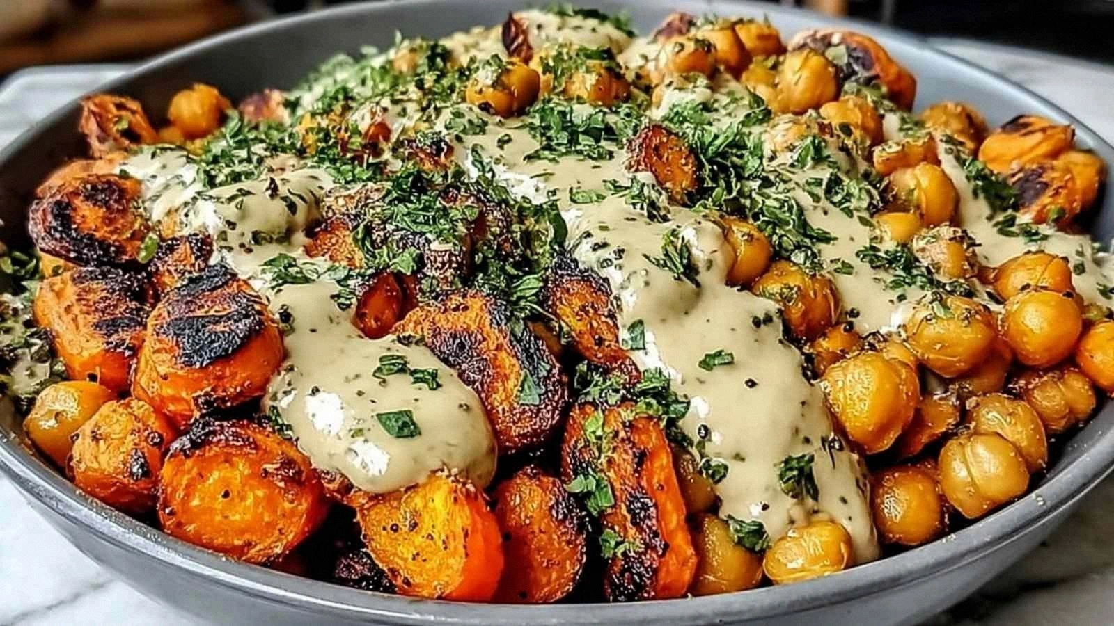 Roasted Carrot and Chickpea Bo